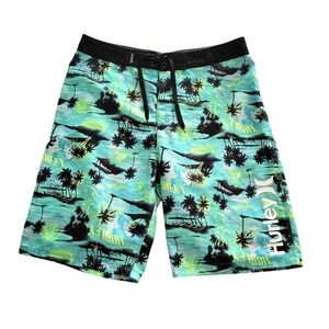 Hurley Board Shorts Boys 16 / 28 Beach Shark Tropical Summer Swim Bottoms